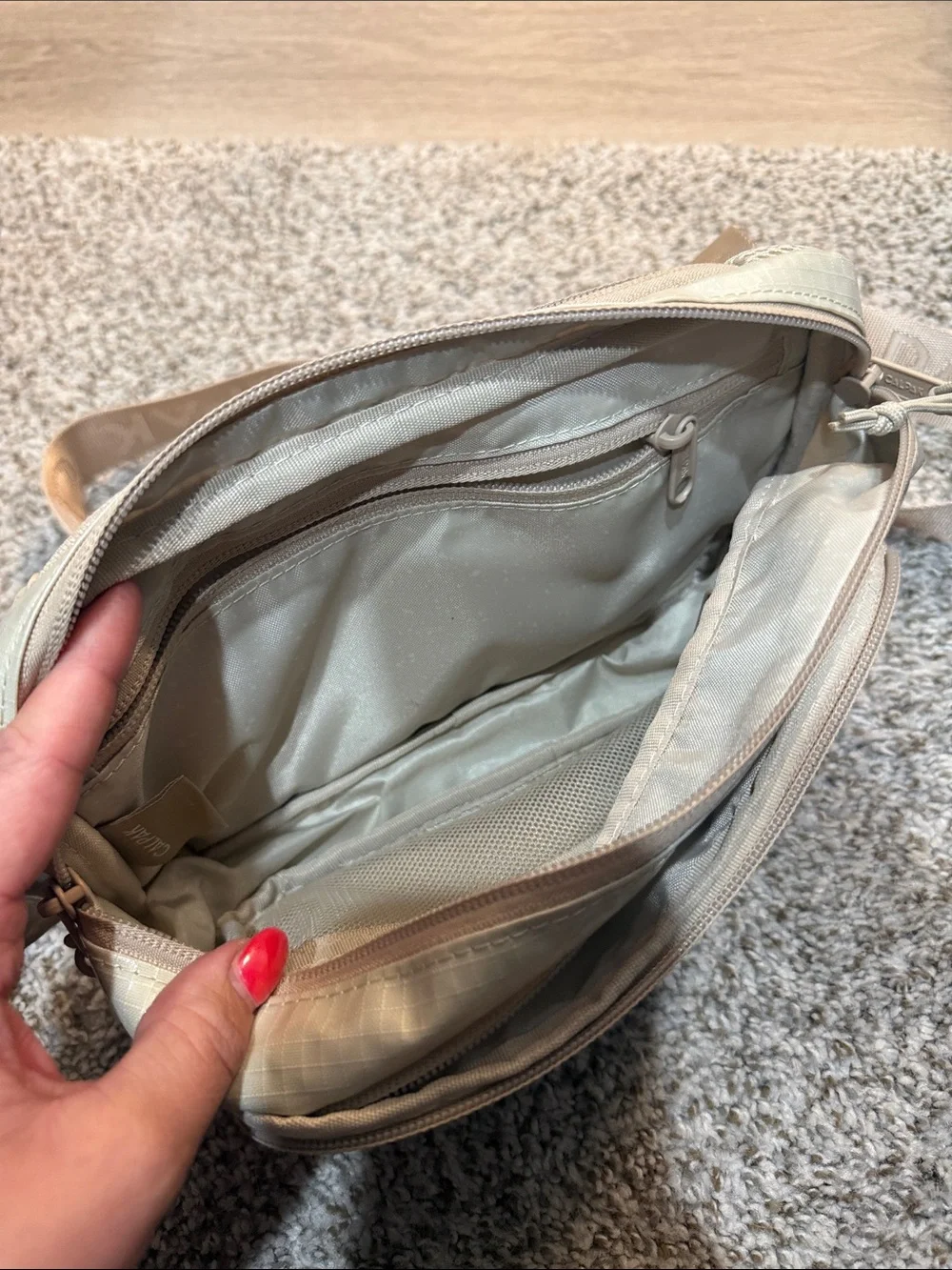 Calpak Light Beige Shimmery Crossbody Sling